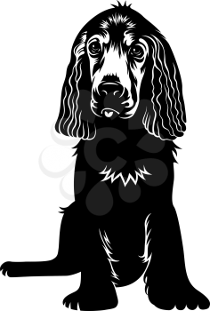 Vector hand drawn silhouette of a cute puppy dog. T-shirt print graphics