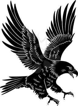 Bald Eagle silhouette isolated on white. This vector illustration can be used as a print on T-shirts, tattoo element or other uses
