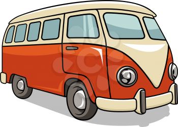 Hippie camper van. Vector illustration of a vintage vehicle for summer trips