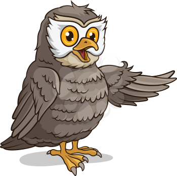 Cute owl isolated on white. This vector illustration can be used as a print on T-shirts or other uses