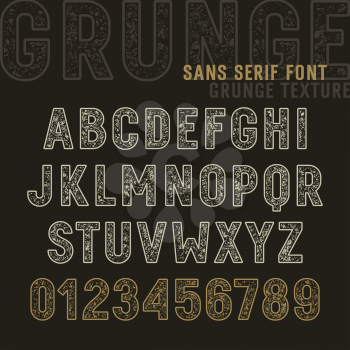 The original sans serif font with a grunge effect / Vintage textured handmade letters and numbers / Good to use for labels, graphic tees and other design projects