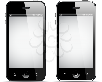 Smartphones isolated on white, realistic vector illustration