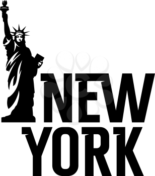 Lettering New York and Statue of Liberty. T shirt apparel fashion design
