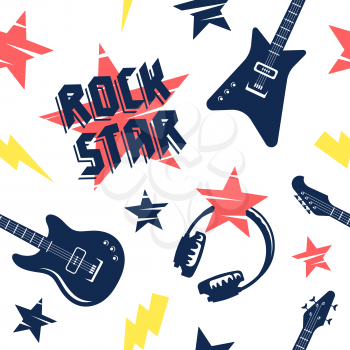 Vector illustration on the theme of music. Rock music seamless pattern