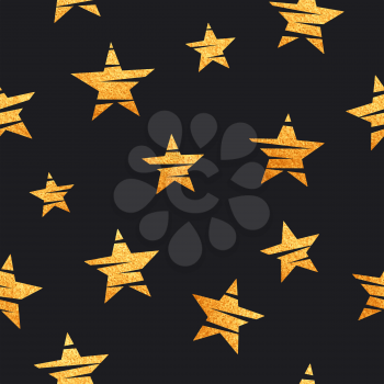 Gold stars seamless pattern. Trendy endless background with glittering stars. Vector