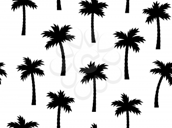 Summer seamless pattern with palm trees. Hand drawn vector illustration
