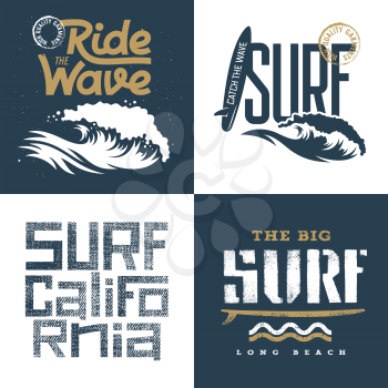 Surfing artworks set / Surfrider print design / T-shirt apparel print graphics / Original graphic Tee