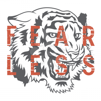 Japanese tiger vector illustration and trendy slogan for t-shirt design