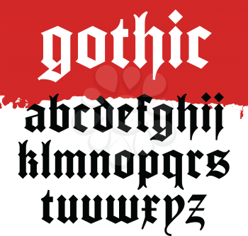 New gothic font, vector lowercase letters in blackletter style