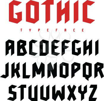 Gothic font. Uppercase letters in blackletter style. Vectors
