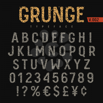 Grunge font. Rough stamp texture effect. Vintage typeface. Vectors