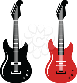 Electric guitars. Guitar silhouettes. Vector illustration