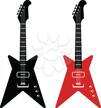 Electric guitars. Guitar silhouettes. Vector illustration