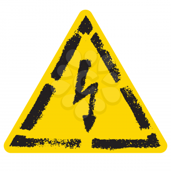 High Voltage Sign in stencil rough imprint style. Warning icon. Vector illustration