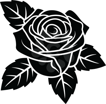 Rose silhouette isolated on white background. Use for fabric design, tattoo, pattern and decorating greeting cards, invitations