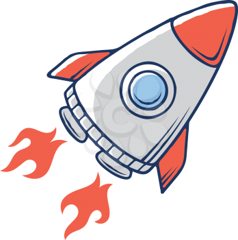 Space Rocket. Spaceship launch. Vector illustration