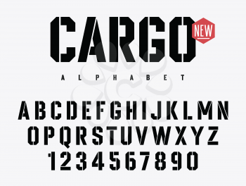 Stencil alphabet. Stencil-plate font in military style. Vectors