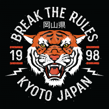 Japanese Tiger patch embroidery. Vector. T-shirt print design. Tee graphics