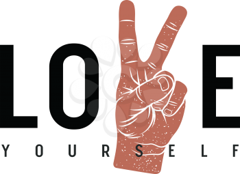 Love yourself slogan typography. T-shirt design. Original graphic Tee. Vectors