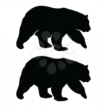 Bear silhouette. Black white vector illustration