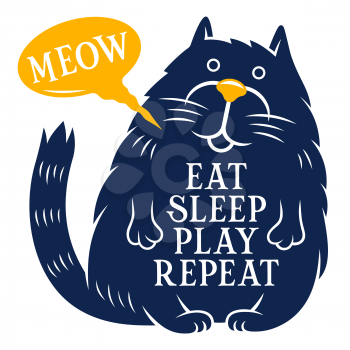 Cute Cat and motivational quote for t-shirt print. Funny graphics for Child t shirt design. Vectors