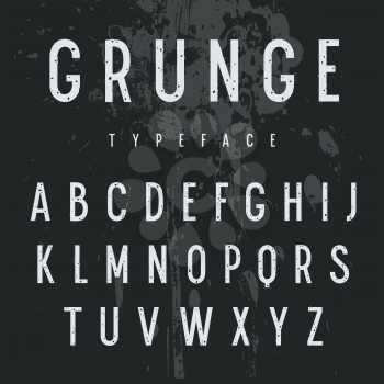 Vintage Grunge Font. Vector Sans Serif Alphabet. Retro style typeface