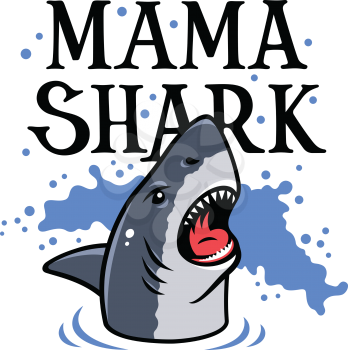 Shark vector illustration for T-shirt design. Funny female Graphic Tee