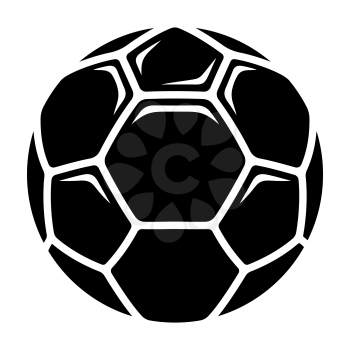 Soccer ball icon. European football ball. Black and white vector illustration