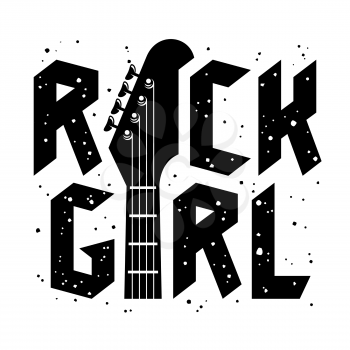 Rock Girl typography for girl t-shirt print design. Vector illustration with grunge effect