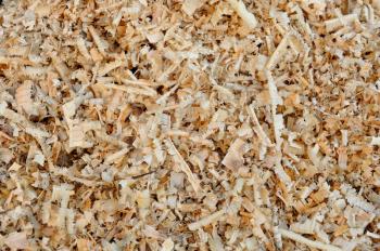 Large wooden shavings close-up, much