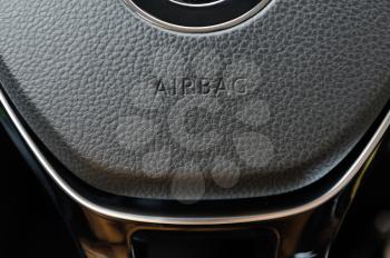 The wheel of the car with the inscription airbag