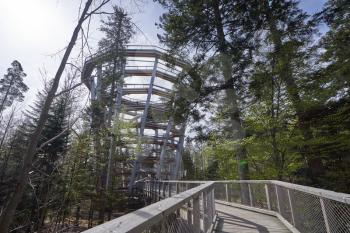 Large and high pedestrian tower attraction for tourists in the German forest