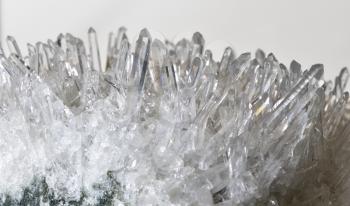 Beautiful and transparent stone mountain crystal, close-up. The Mountain Crystal Gem