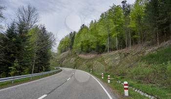 Asphalt road with turns through the Schwarzwald forest in Germany