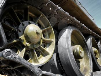 Wheels and tracks of a tank of the 2 world war