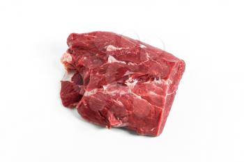 Freshness raw beef in pieces with white background, still life photography.