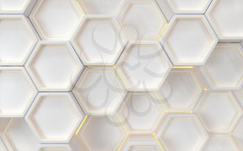 Hexagon geometric background, technology concept, 3d rendering. Computer digital drawing.