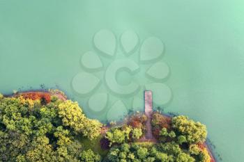 Looking down to the island in the lake. Photo in Suzhou, China.