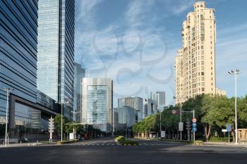 The landscape in the center of city, modern commercial background. Photo in Suzhou, China.