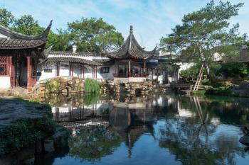 Ancient architecture in the Suzhou Garden. Photo in Suzhou, China.