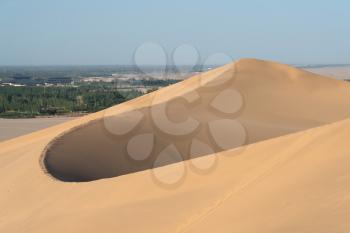The curve of the dessert, natural terrain background. Shot in Dunhuang, China.