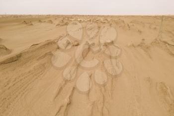 Dryness land with erosion terrain, geomorphology background. Photo in western China