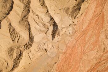 Dryness land with erosion terrain, geomorphology background. Photo in western China