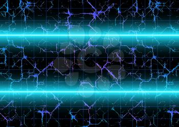 Neon Cyberspace Blue Lights with Grid Lines, Futuristic Abstract Texture, Energy 3D Glow Lines, Laser Association. Digital Space Background. Cosmic Cyberpunk Style. Eps10 Vector Illustration - Vector