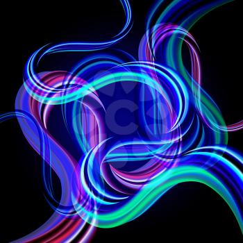 Colorful Flow Background with 	3D Transparent Curved Wave. Smoke Liquid Curve Art Style. Creative Artistic Template for Banner, Card, Flyer, Poster for Modern Trend. Version Eps10 Vector Illustration 