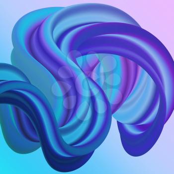 Blue Flow Background with 	3D Twisted Curved Wave. Duotone Swirl Curve in Art Style. Creative Artistic Template for Banner, Card, Flyer, Poster for the Modern Trend. Version Eps10 Vector Illustration 