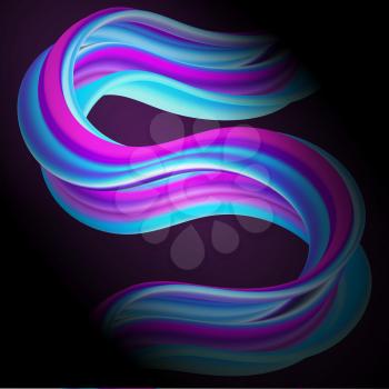 Modern Colorful 3D Flow Dynamic Curved Wave. Light Illuminates the Multicolor Wave. Creative Artistic Template for Banner, Card, Flyer, Poster for the Fashion Design. Version Eps10 Vector Illustration
