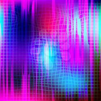 Abstract Futuristic Background with Colorfuls Grid Lines. Conceptual Artistic Template with Matrix Elements, Symbols for Banners, Cards, Posters, Patterns. Vector Illustration Synth Art Design Style.