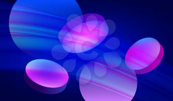 Vector Illustration Art Graphic Design. Futuristic Colorful Background with 3D Fluid Objects and Violet, Blue Creative Bright Shapes. Trendy Concept Card, Banners, Posters, Cover, Flyer and Templates.