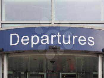 Detail of Departures door at an airport